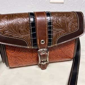 Leather Tooled Saddlebag Purse by Marc Chantal.